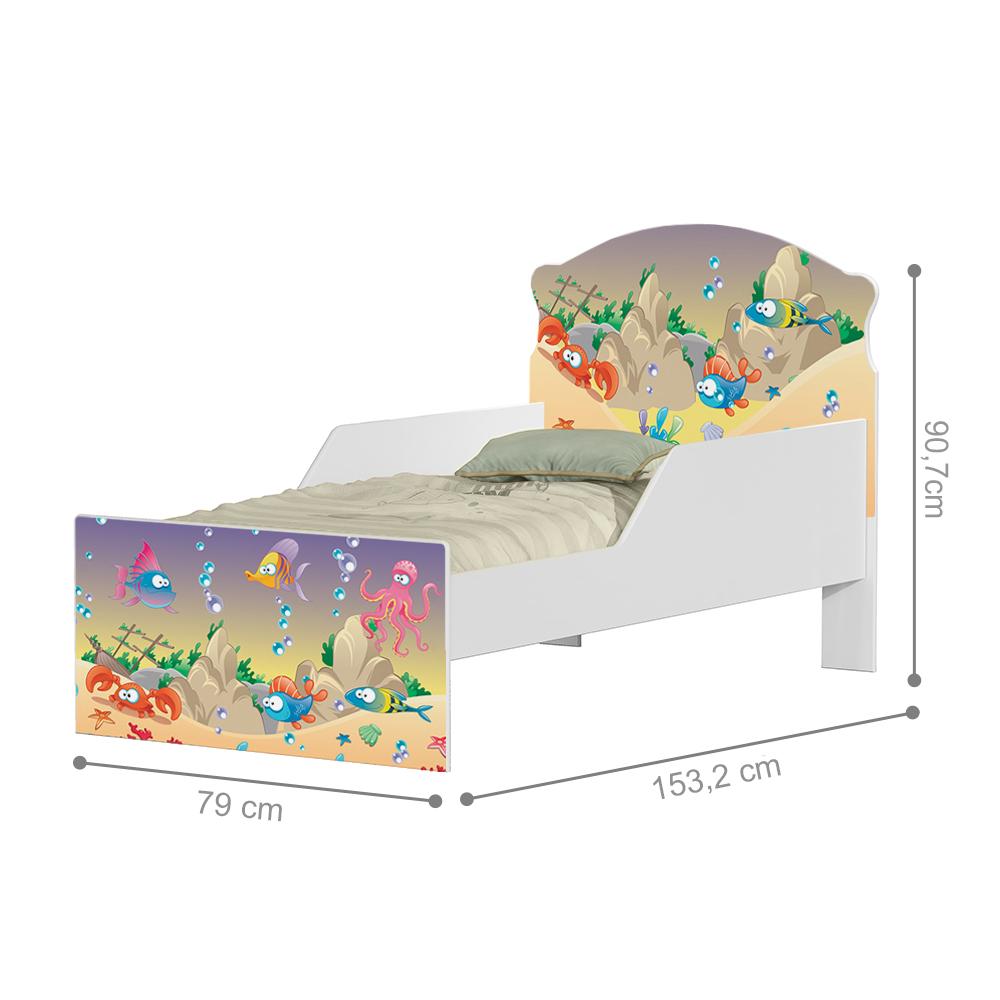 Mini Cama Fundo do Mar Feliz Com Colchão