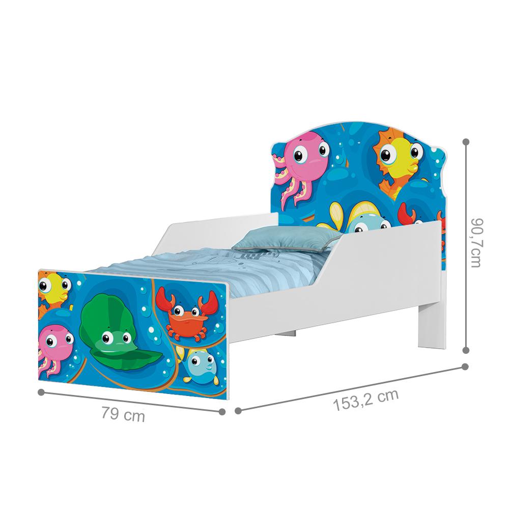 Mini Cama Fundo do Mar Peixes Com Colchão