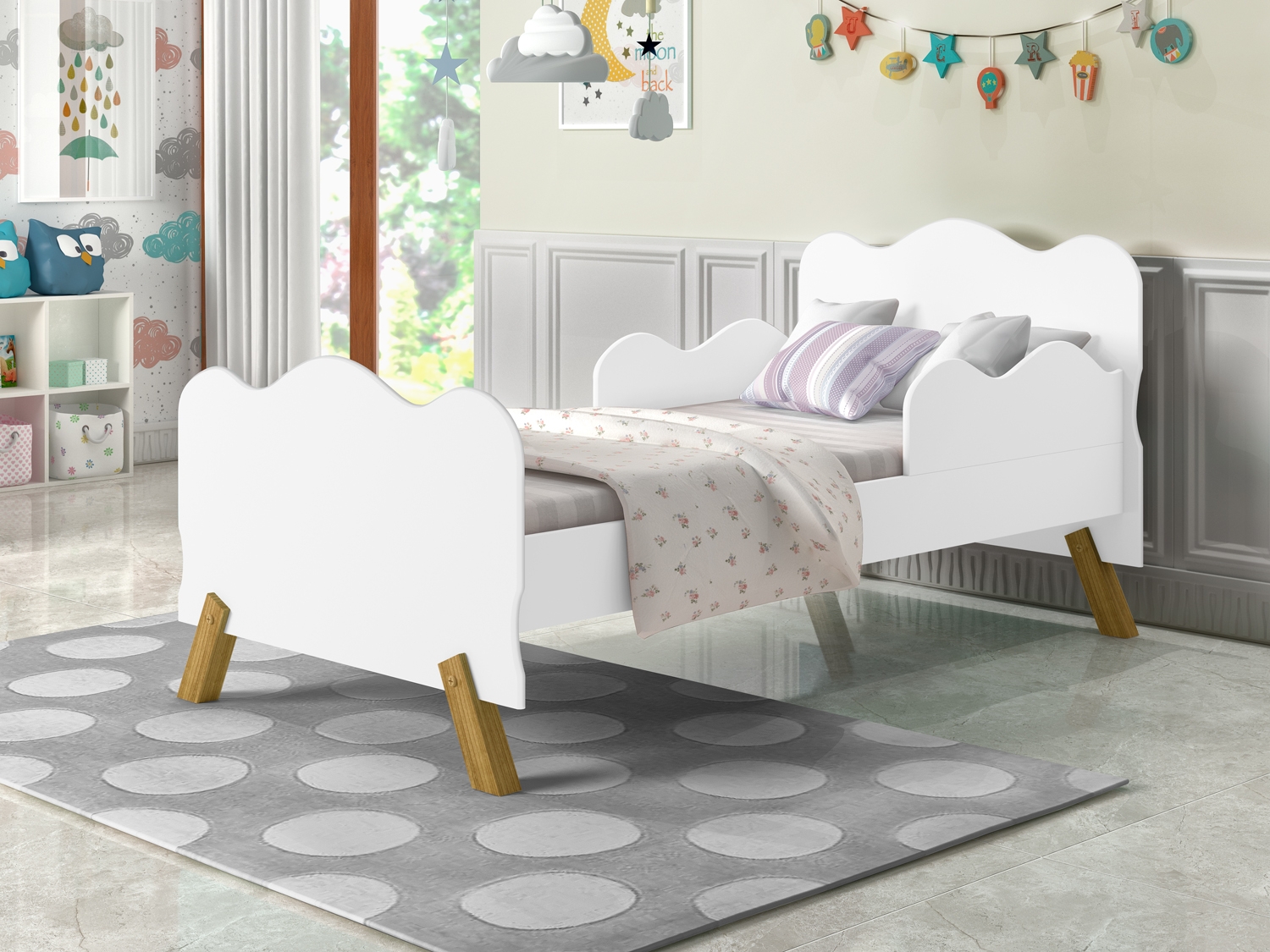 Mini Cama Nuvem Neve com Proteção Lateral e Colchão
