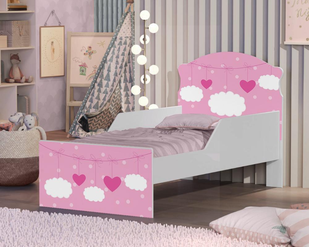 Mini Cama Nuvens Meninas Com Colchão