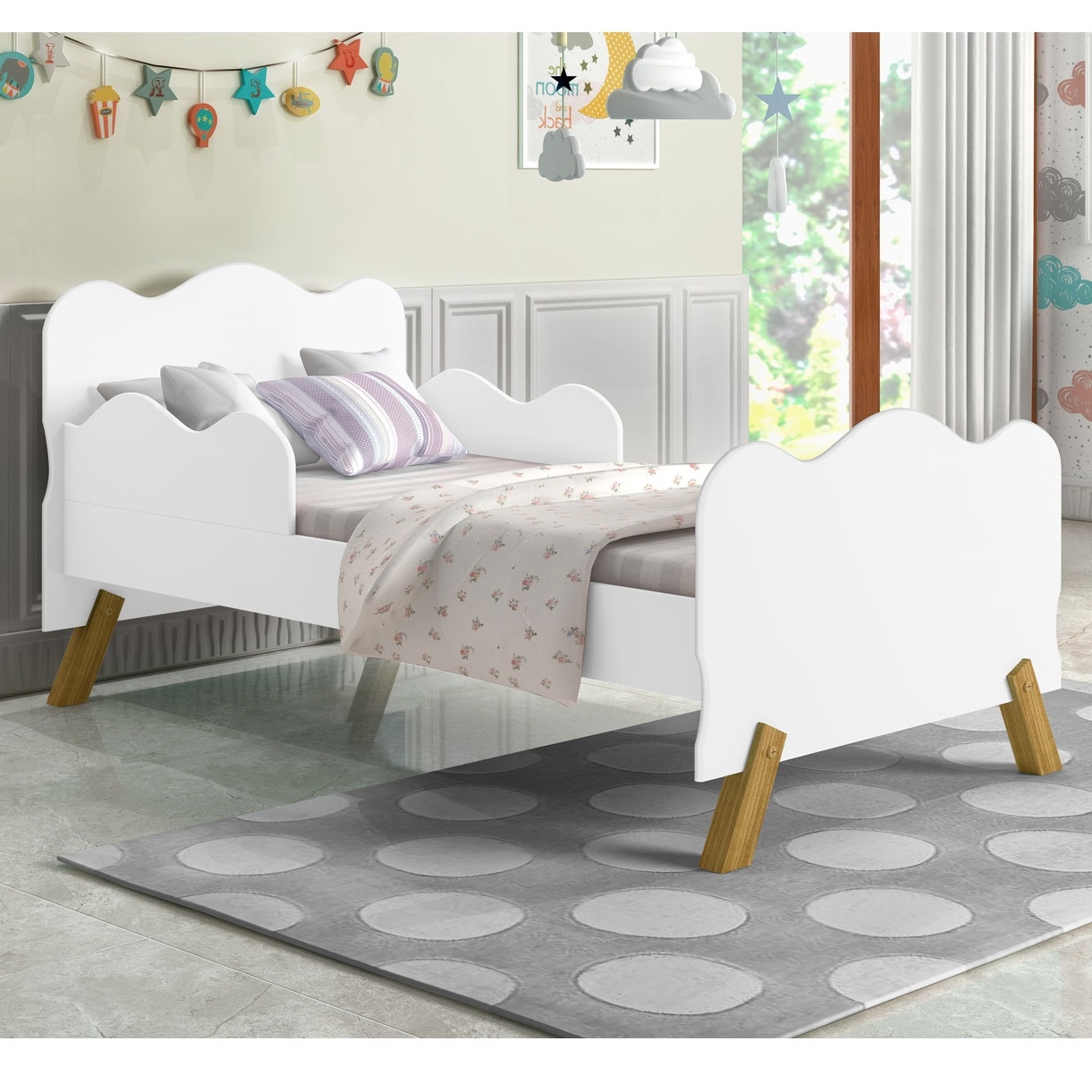 Mini Cama Nuvenzinha Branca com Proteção Lateral