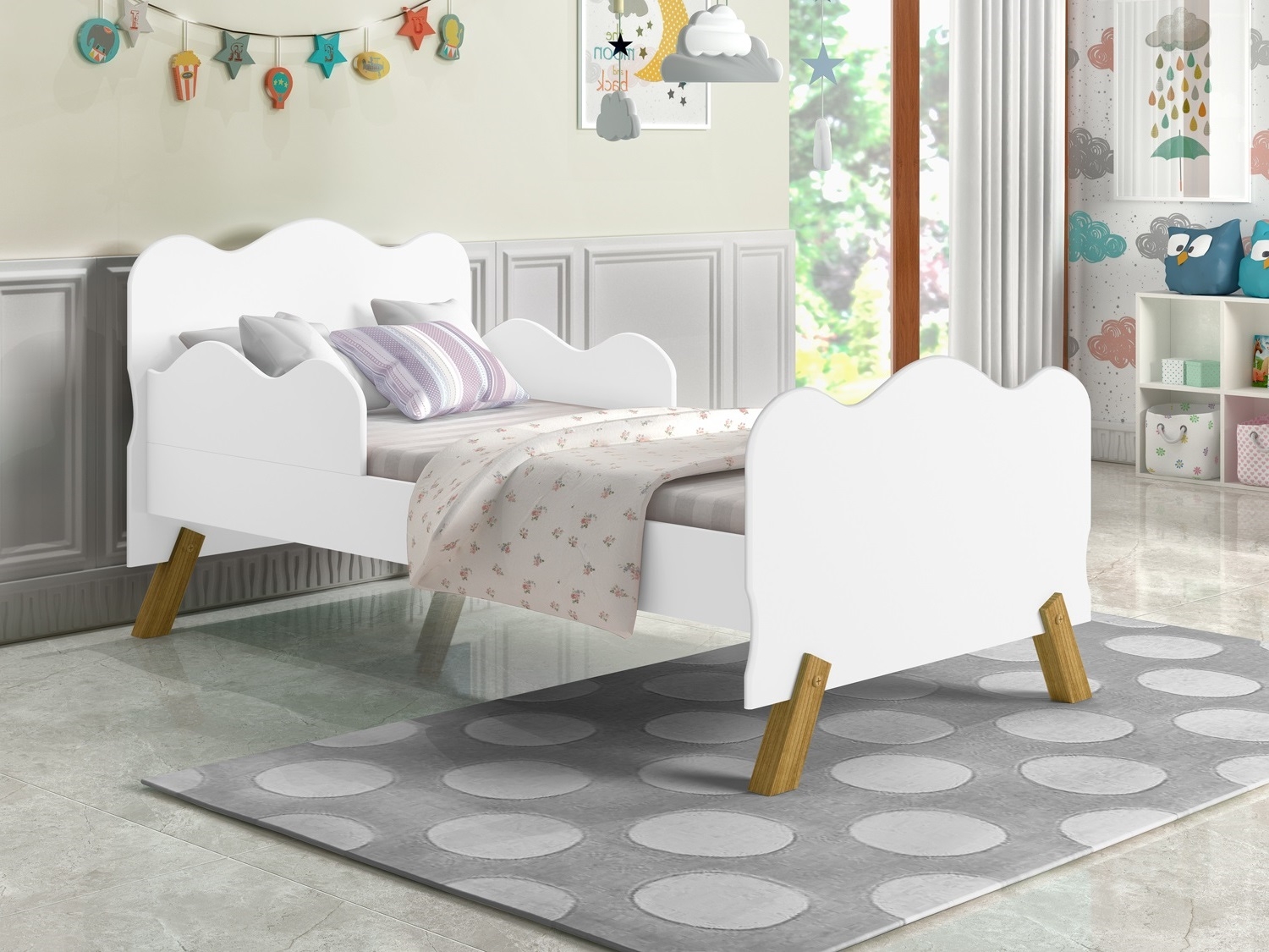 Mini Cama Nuvenzinha Branca com Proteção Lateral e Colchão