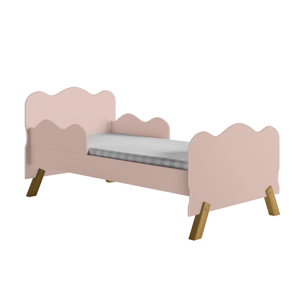 Mini Cama Nuvenzinha Rosa com Proteção Lateral