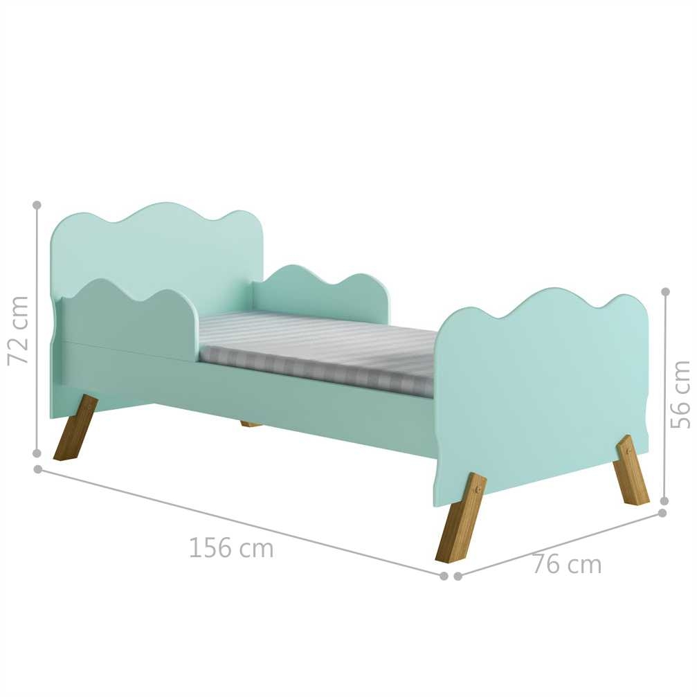 Mini Cama Nuvenzinha Verde com Proteção Lateral e Colchão