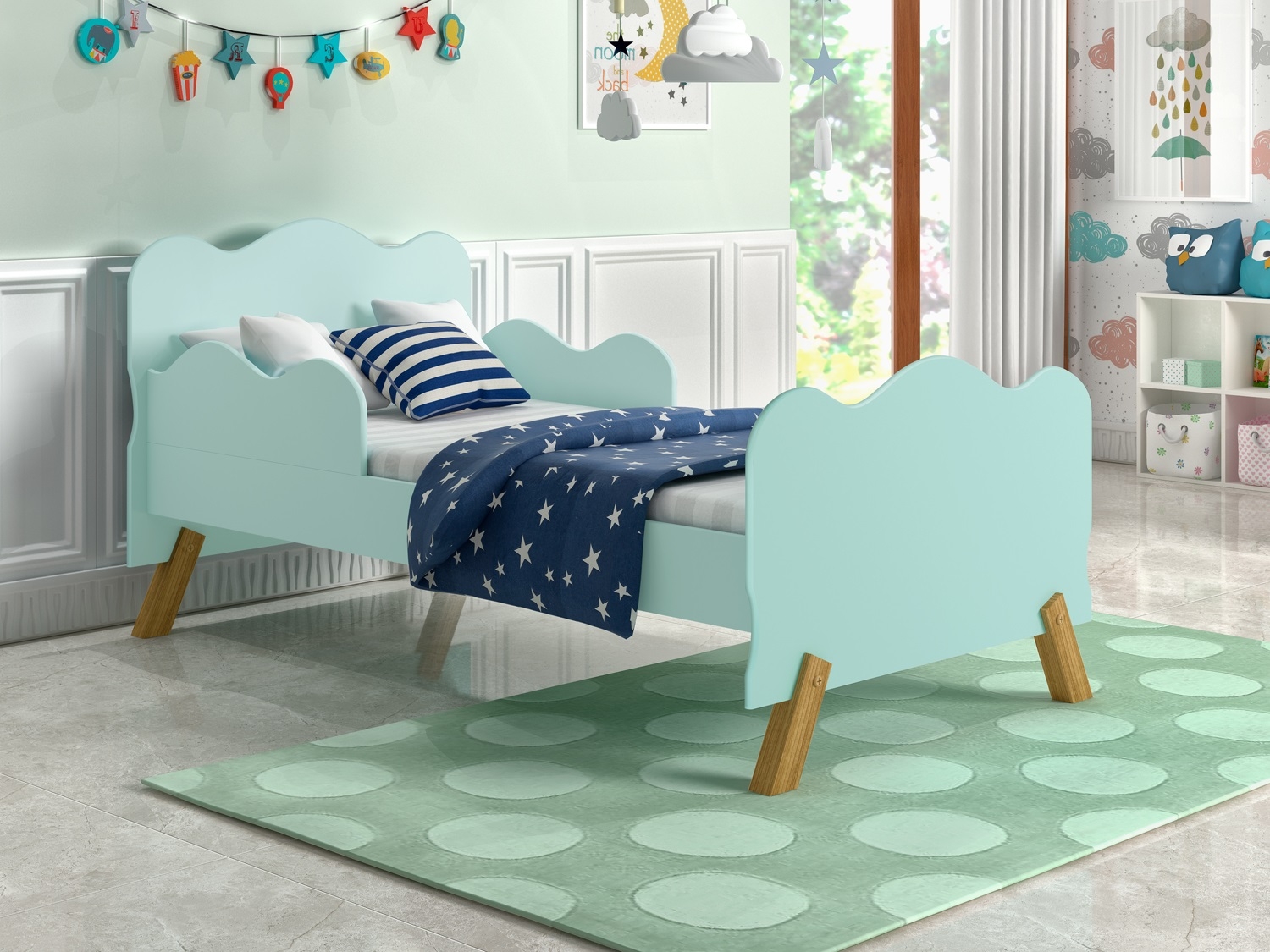Mini Cama Nuvenzinha Verde com Proteção Lateral e Colchão