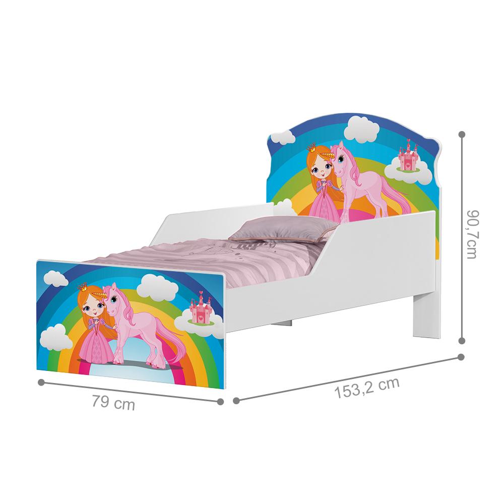 Mini Cama Princesa Unicórnio Arco Íris Com Colchão