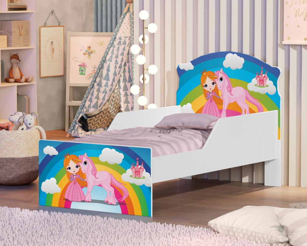Mini Cama Princesa Unicórnio Arco Íris Com Colchão