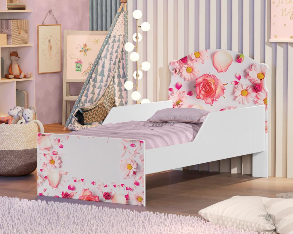 Mini Cama Rosas Com Colchão