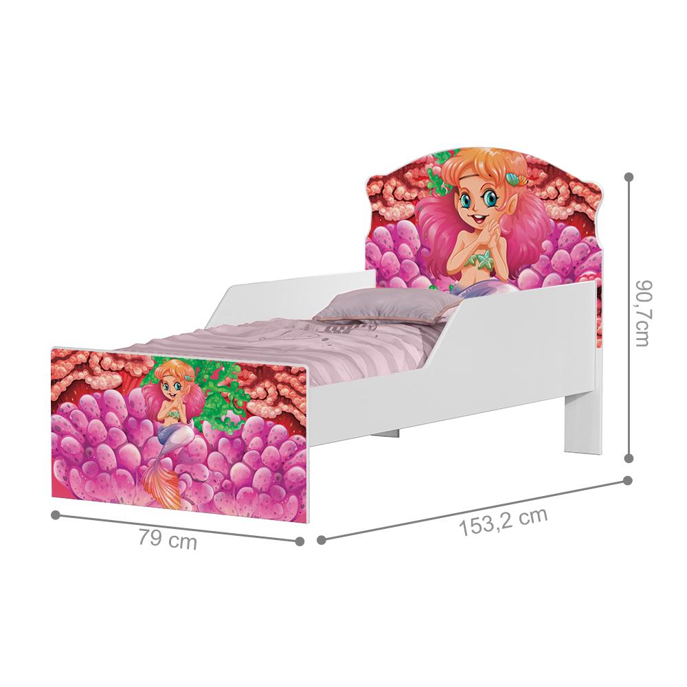 Mini Cama Sereia e Corais Com Colchão