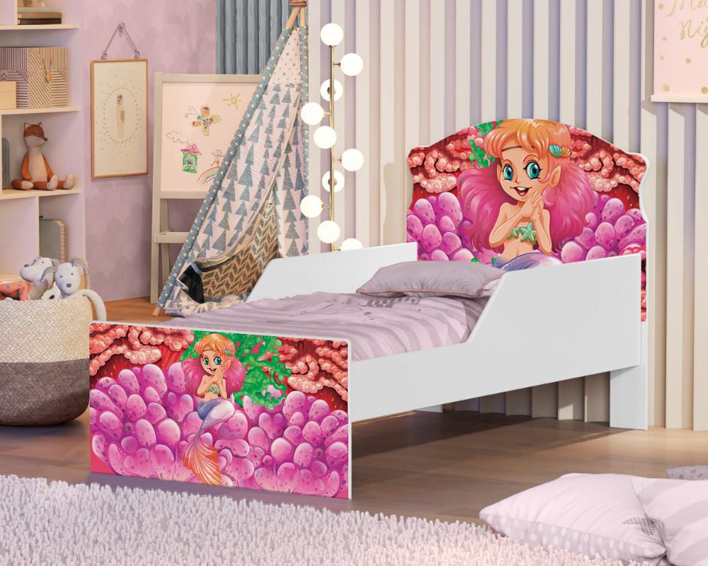 Mini Cama Sereia e Corais Com Colchão