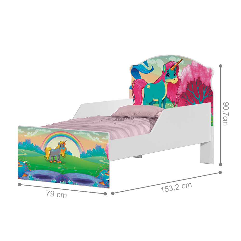 Mini Cama Unicórnio Feliz Com Colchão
