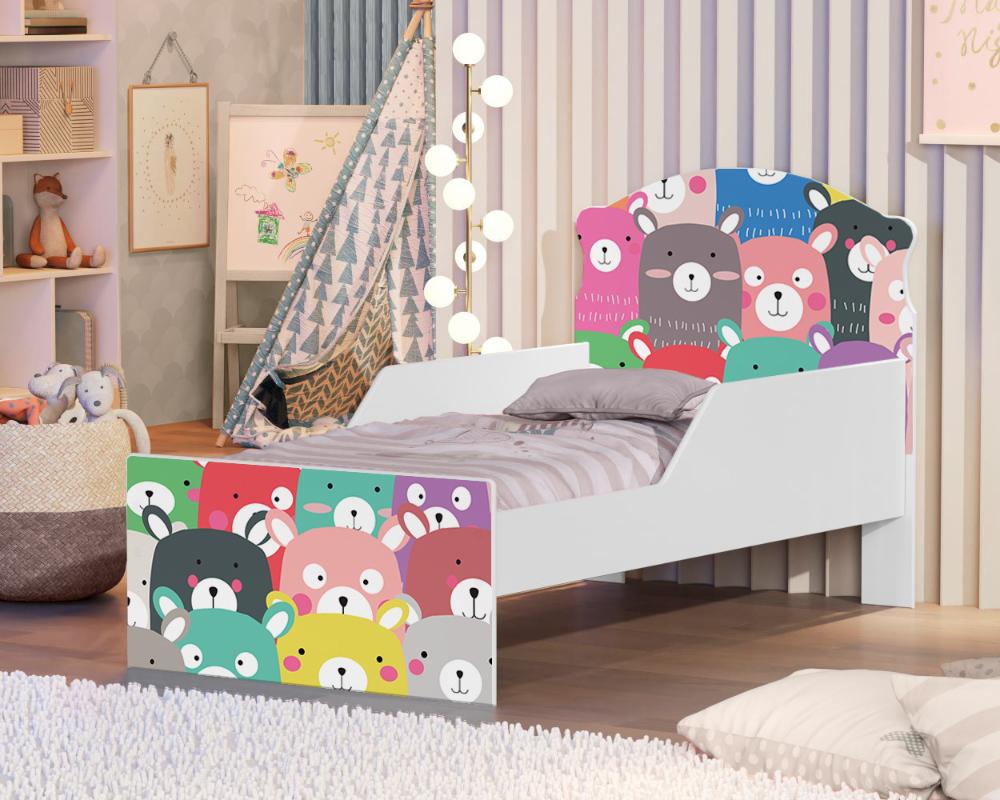 Mini Cama Ursinhos Coloridos Com Colchão