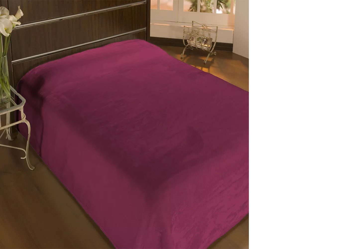 Cobertor Microfibra Liso 180g Casal 220x180 Vinho Camesa