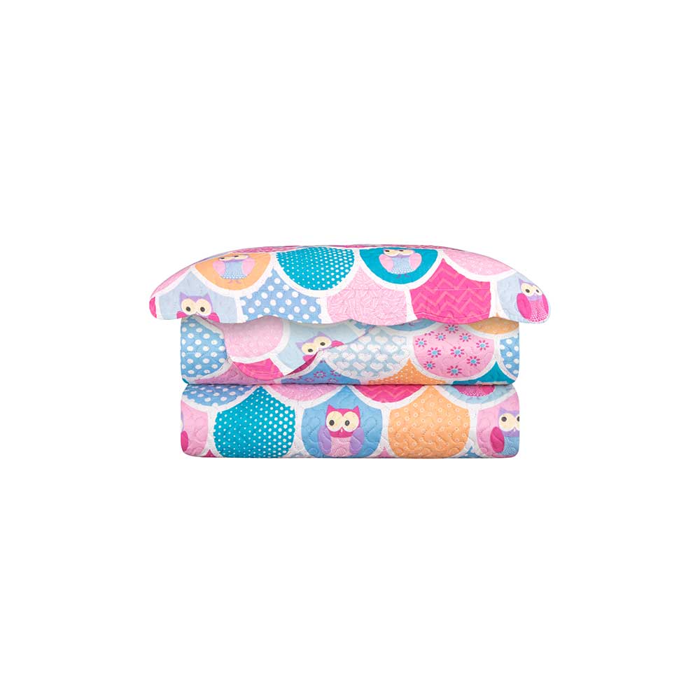 Colcha Evoluition Patchwork Infantil Solteiro 160x230 Owls Camesa