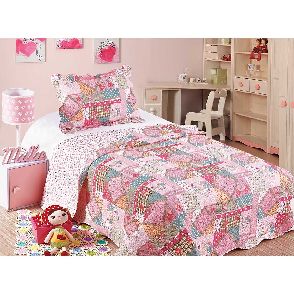 Colcha Evoluition Patchwork Infantil Solteiro 160x230 Primavera Camesa