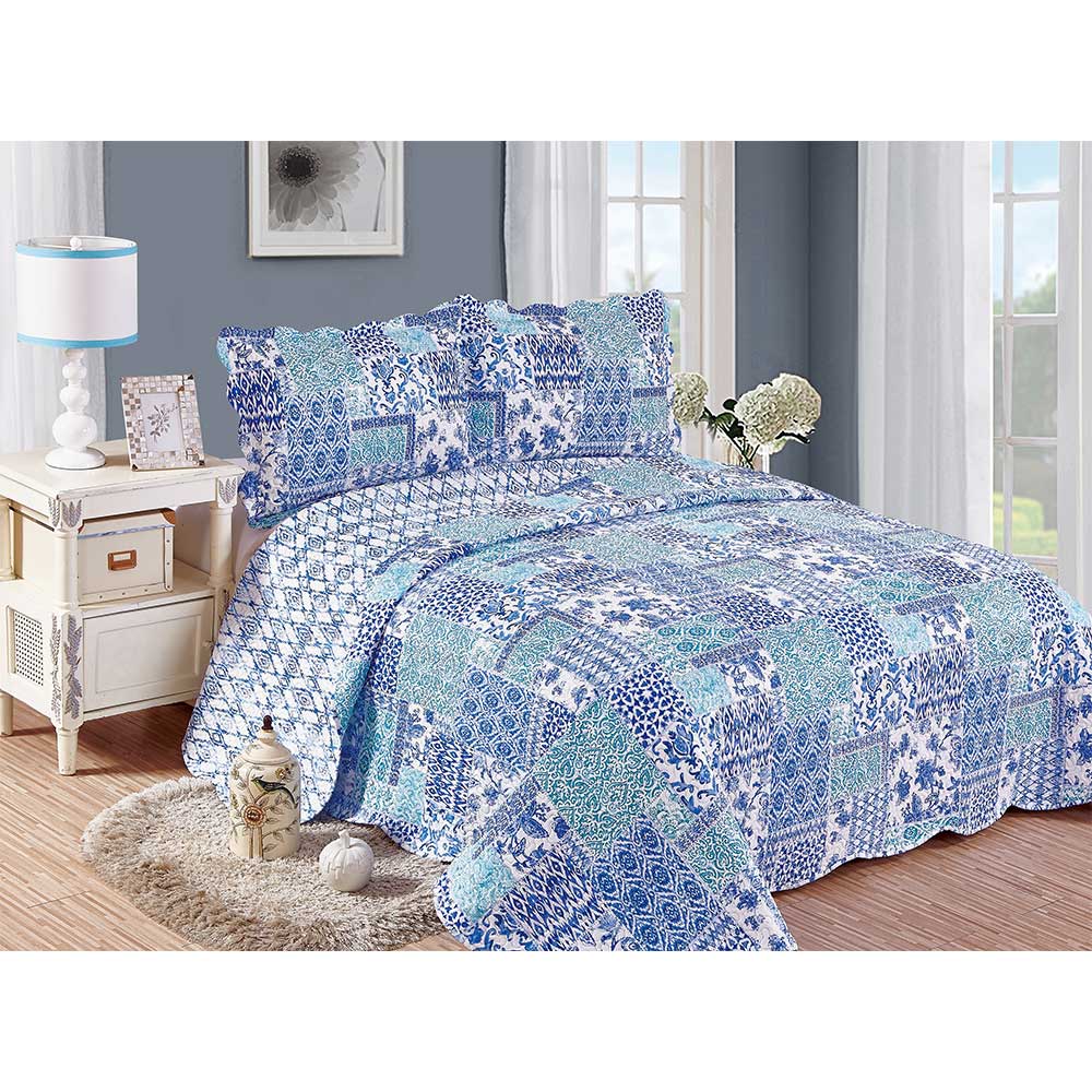 Colcha Evoluition Patchwork King 260x280 Balan Azul Camesa
