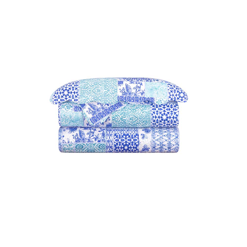 Colcha Evoluition Patchwork Queen 240x260 Balan Azul Camesa