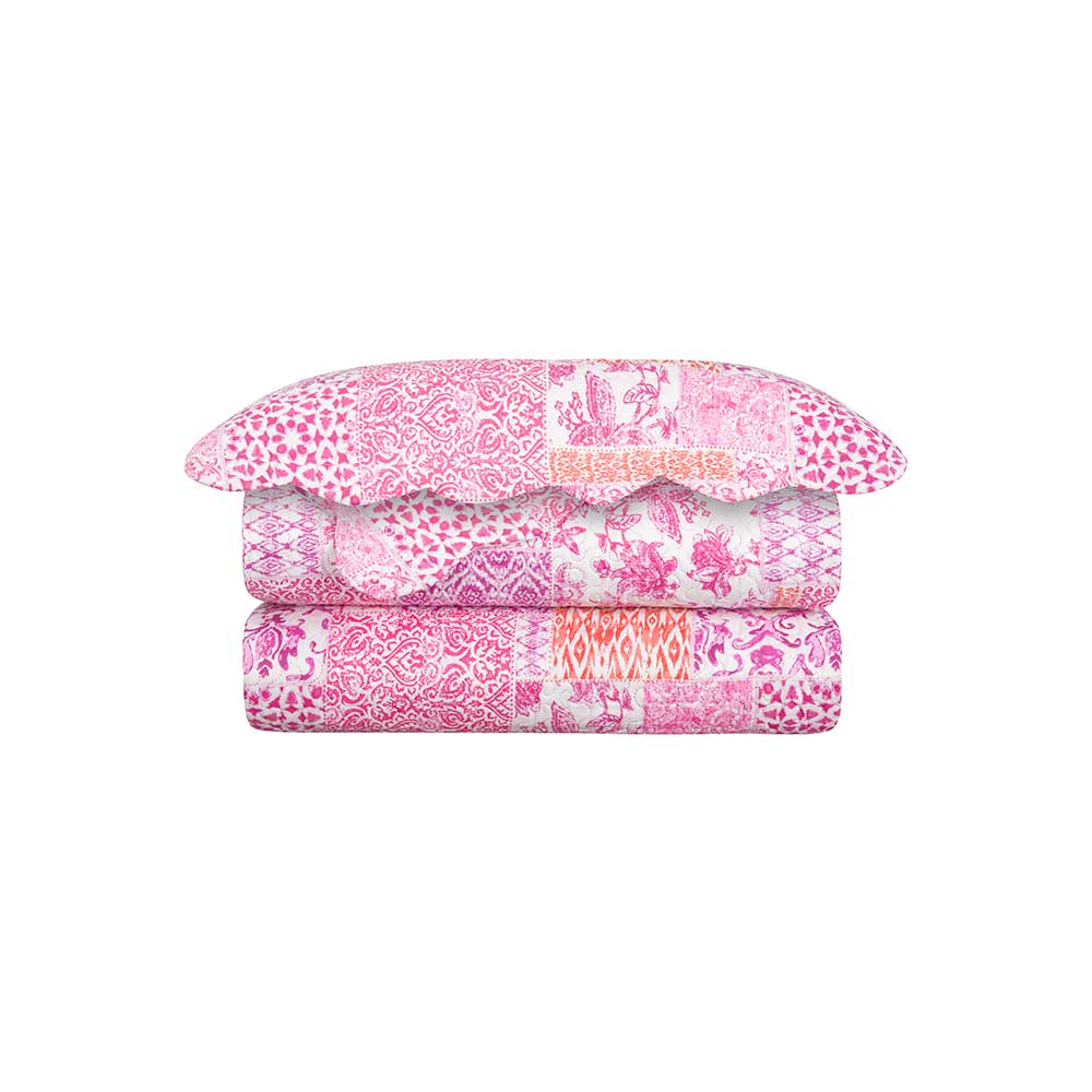 Colcha Evoluition Patchwork Solteiro King 240x180 Balan Pink Camesa