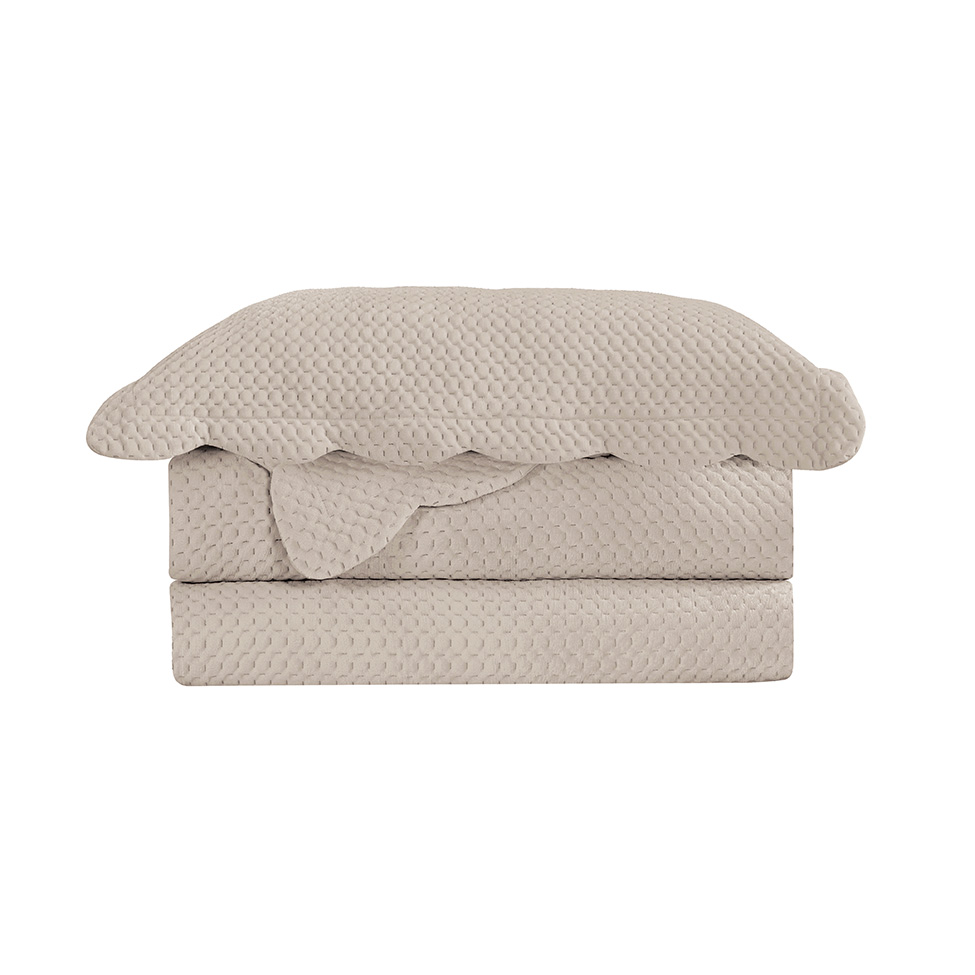 Colcha King Velvet Neo com 2 Fronhas Bege