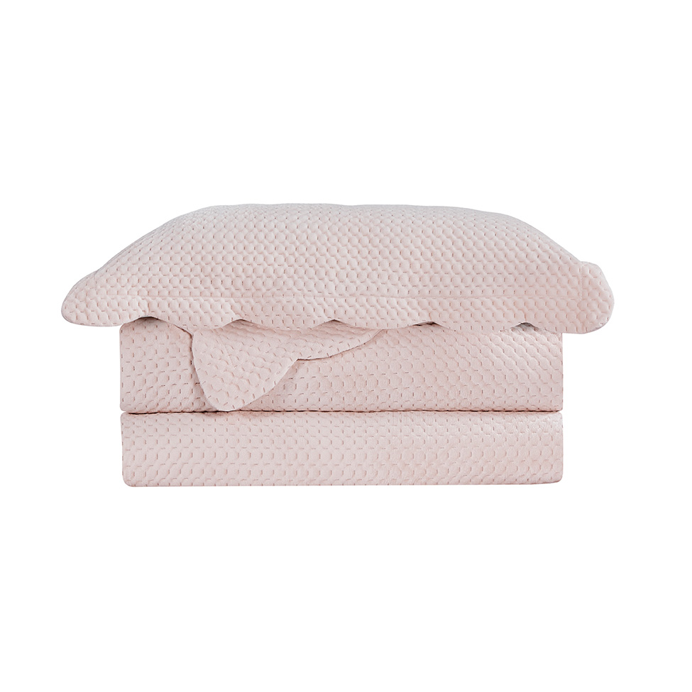 Colcha King Velvet Neo com 2 Fronhas Rosê