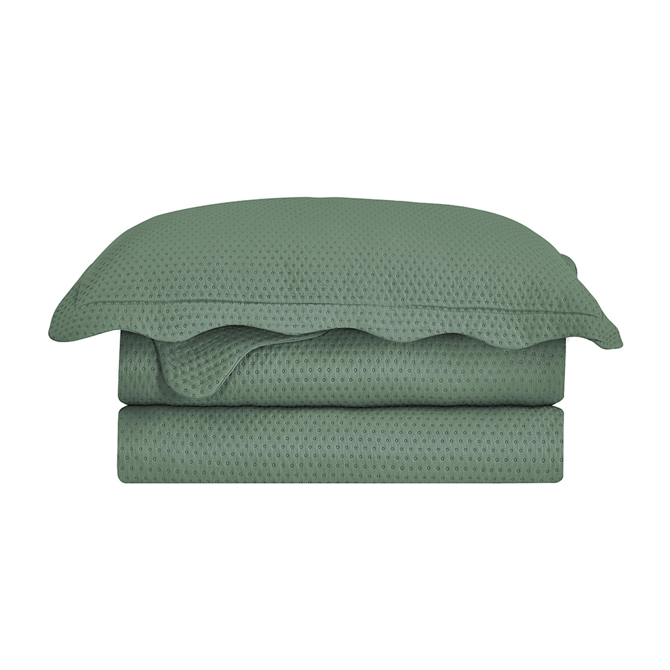 Colcha Queen Bullet com 2 Fronhas Verde