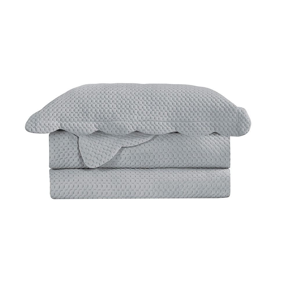 Colcha Queen Velvet Neo com 2 Fronhas Cinza Limestone