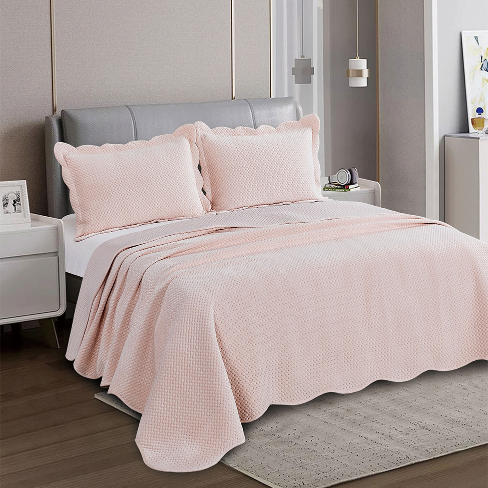 Colcha Queen Velvet Neo com 2 Fronhas Rosê