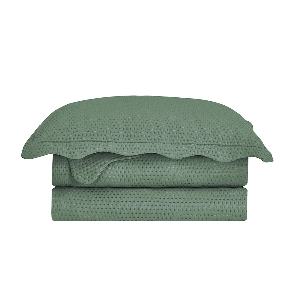 Colcha Solteiro Bullet com 1 Fronha Verde