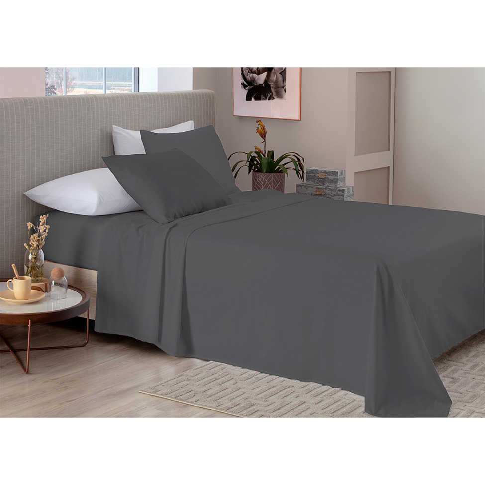 Jogo de Cama King Loft com 4 Peças Chumbo