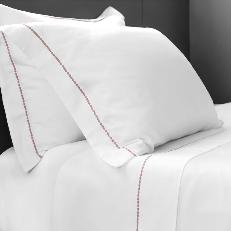 Jogo de Cama King com 4 Peças Elements Branco e Rosa