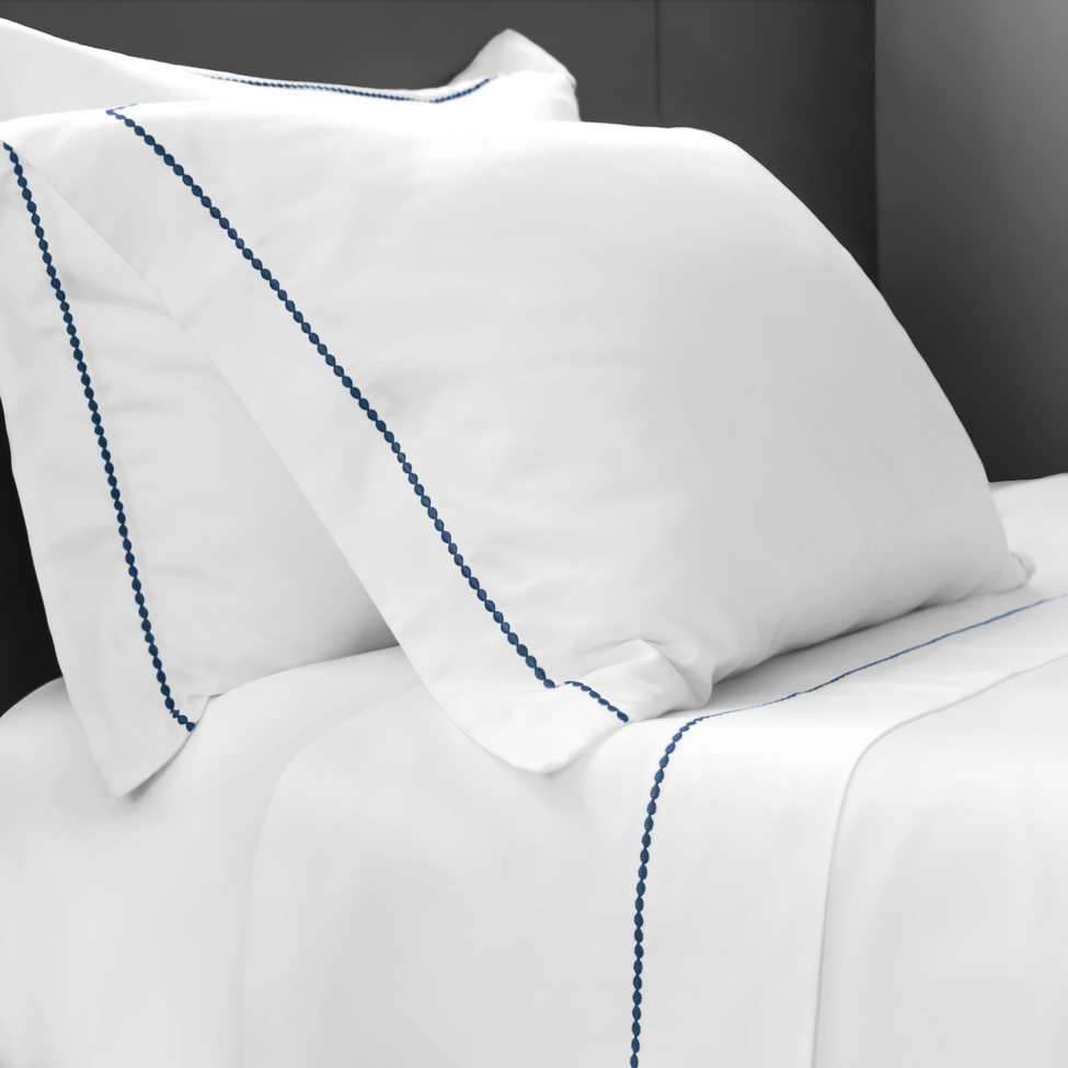 Jogo de Cama Queen com 4 Peças Elements Branco e Azul Marinho