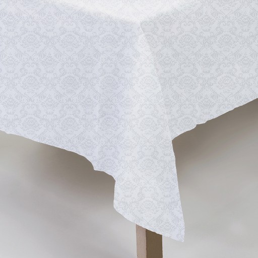 Toalha De Mesa Jacquard Neo Classico Arabesco 160x240 Branco Camesa