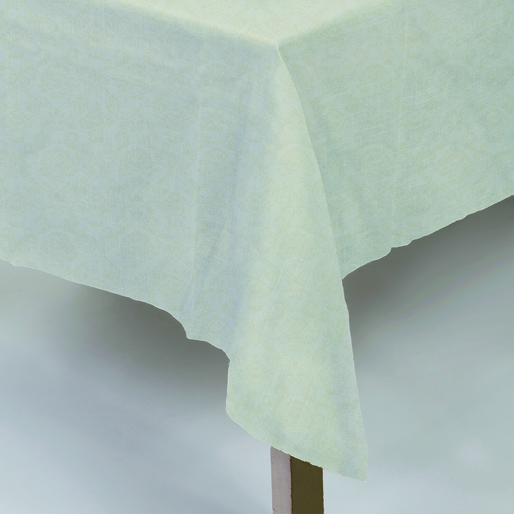 Toalha De Mesa Jacquard Neo Classico Arabesco 160x320 Bege Camesa