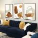 Kit com 3 Quadros Decorativos 70x50 cm Abstrato Boho com Moldura Caixa Preta de 3cm de profundidade, na posição Vertical ideal para ambiente de Sala, Quarto e Hall.