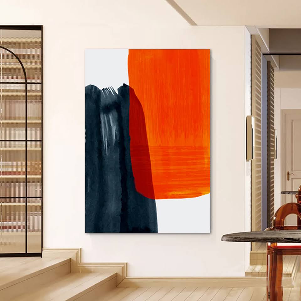 Quadro Decorativo Abstrato Vibrante com Moldura Caixa, na posição Vertical, ideal para ambiente de Sala, Quarto, Escritorio, Salas de Reunião e Hall (100x70 cm)