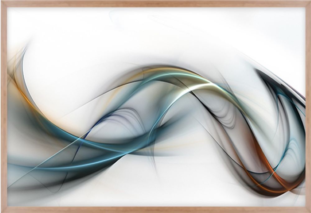 Quadro Decorativo Abstrato com Moldura Caixa, na posição Horizontal, ideal para ambiente de Sala, Quarto e Hall (Moldura Freijo, 100x50 cm)