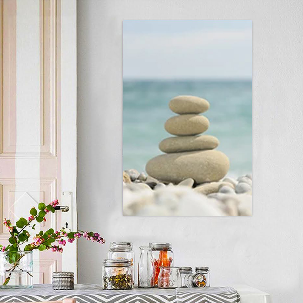 Quadro Decorativo Paisagem Praia Harmonia, Tela em Canvas na Vertical ideal para ambiente de Sala de estar, jantar, reuniões, Quarto e Hall de entrada