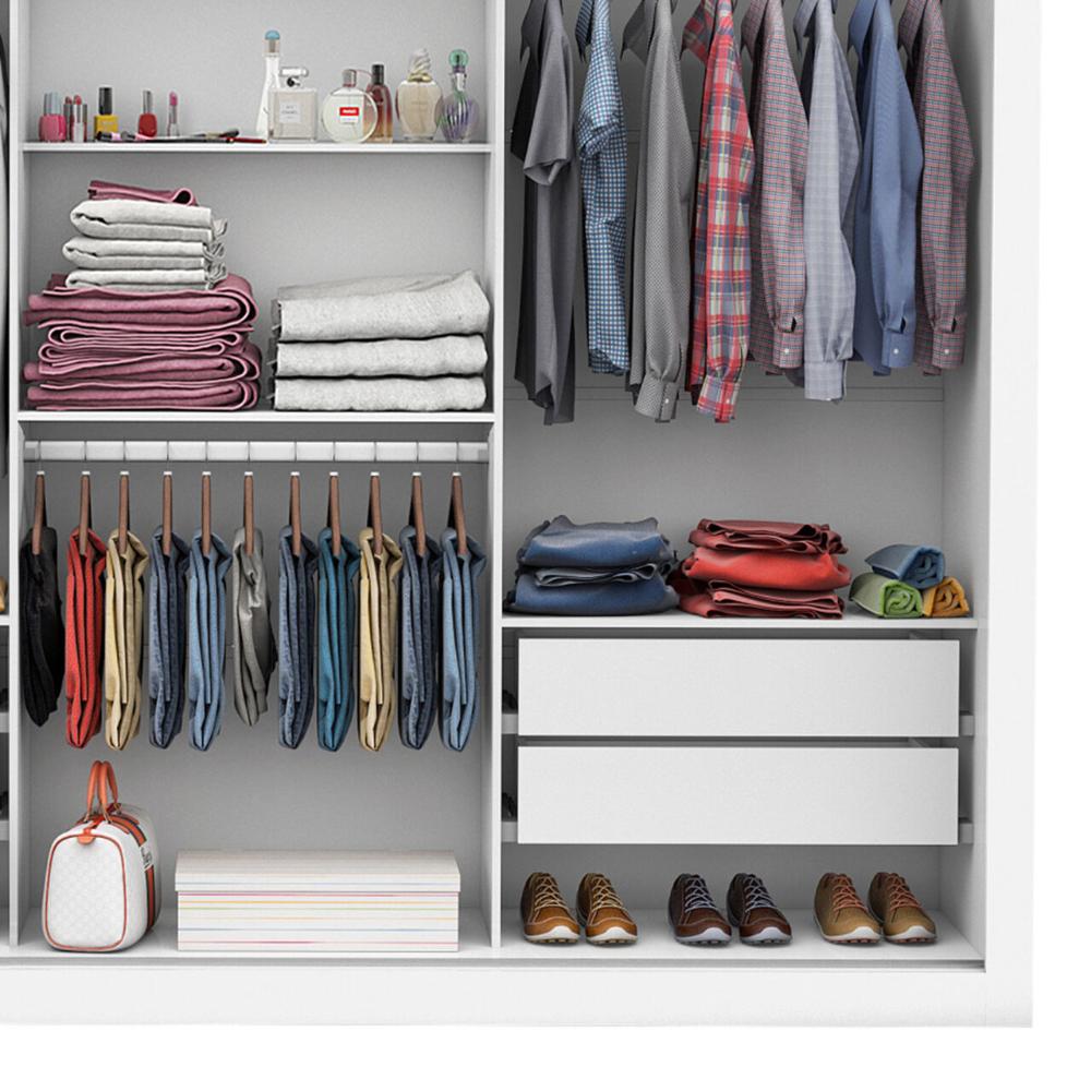 Guarda Roupa Clarice 3 Portas de Correr com Espelho Central 4 Gavetas Carioca Branco