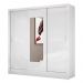Guarda Roupa Dubai 3 Portas de Correr com Espelho Central 3 Gavetas Carioca Branco
