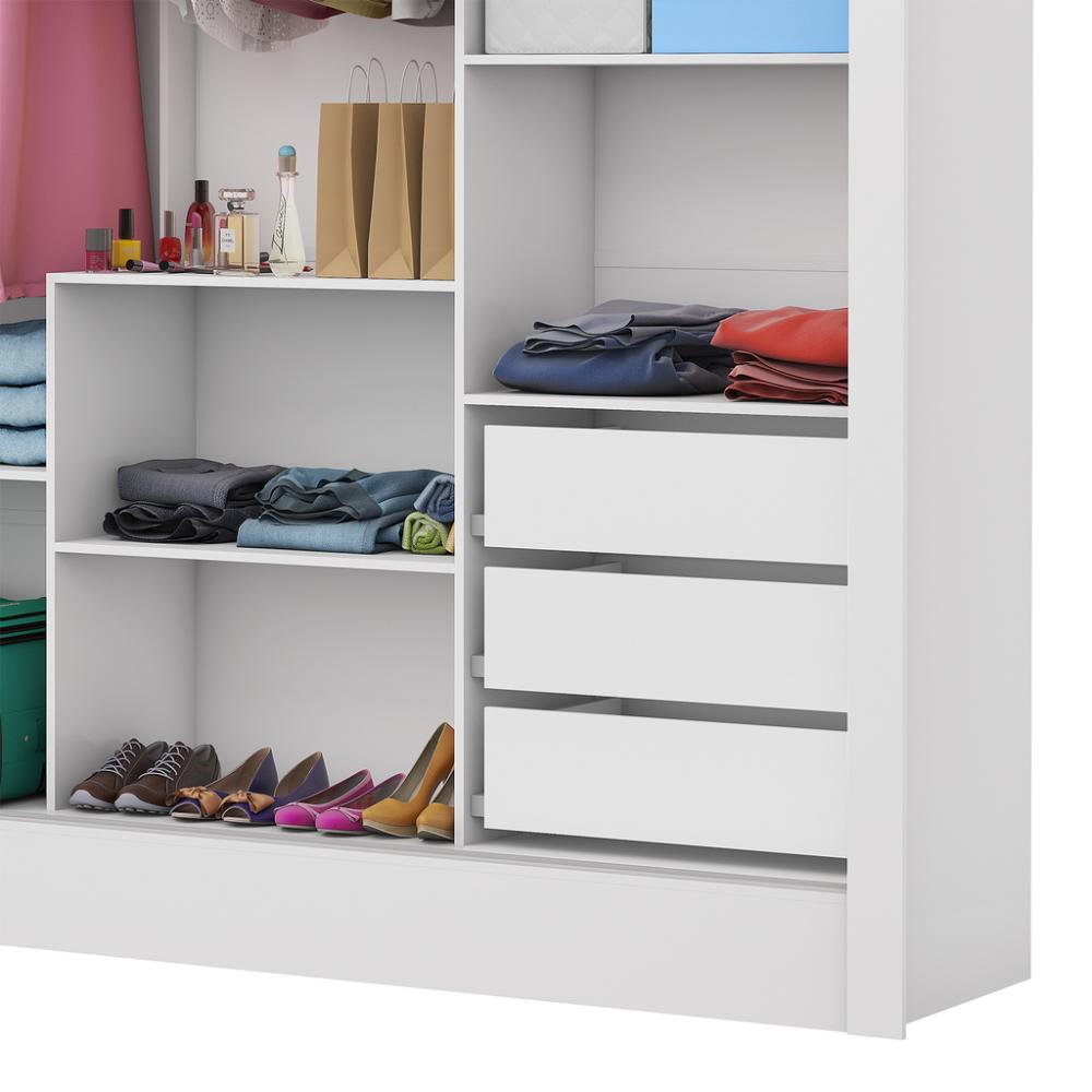 Guarda Roupa Dubai com 3 Portas de Correr 3 Gavetas Carioca Branco