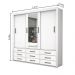 Guarda Roupa Roupeiro Anjos 3 Portas de Correr com Espelho Central 9 Gavetas Carioca Branco