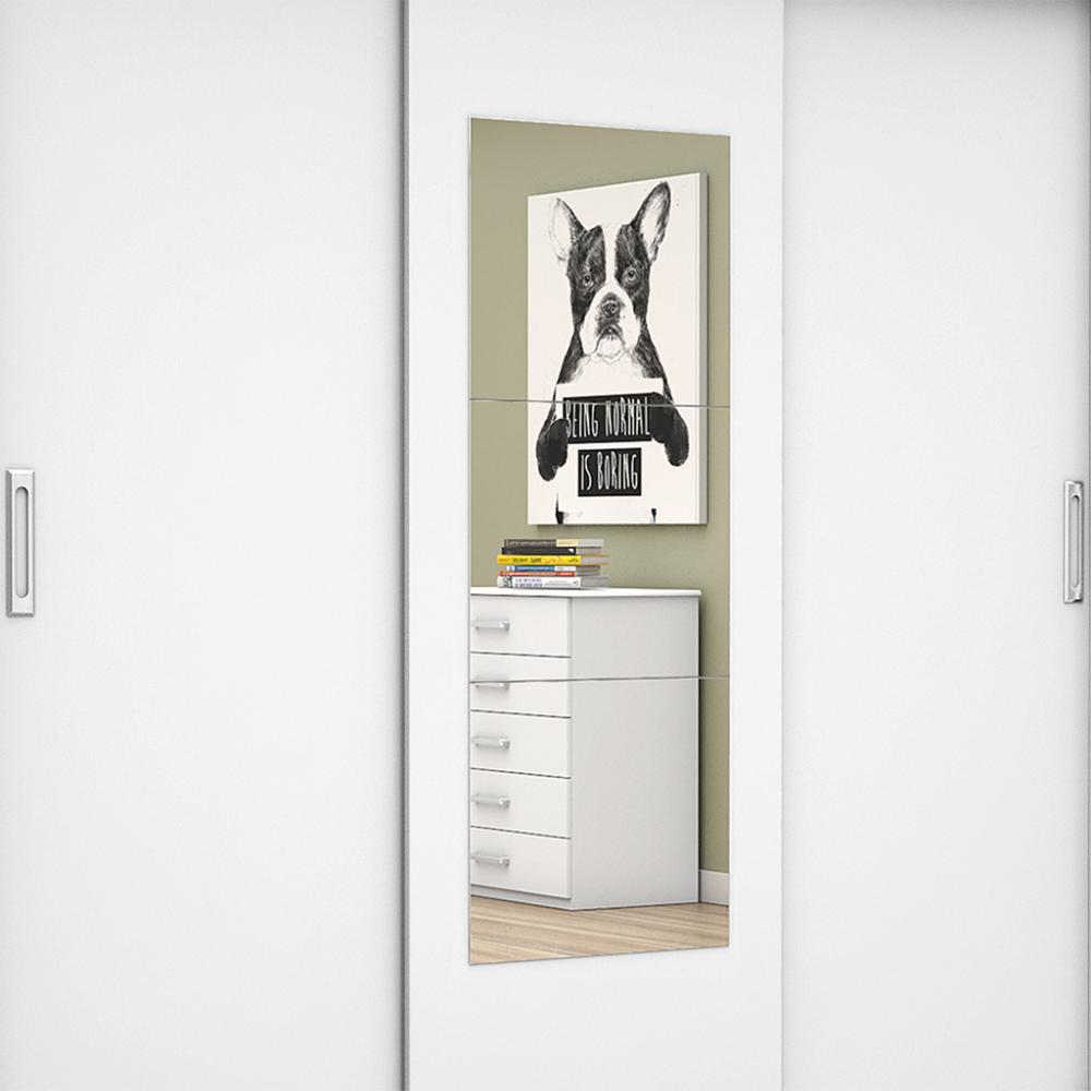 Guarda Roupa Roupeiro Bahia 3 Portas de Correr com Espelho Central 4 Gavetas Carioca Branco