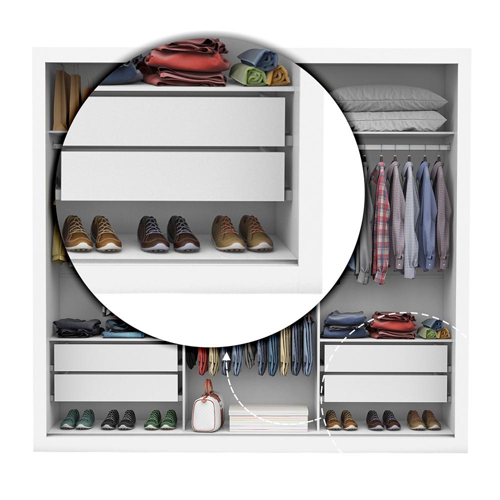 Guarda Roupa Roupeiro Clarice 3 Portas de Correr 4 Gavetas Carioca Branco Cinamomo