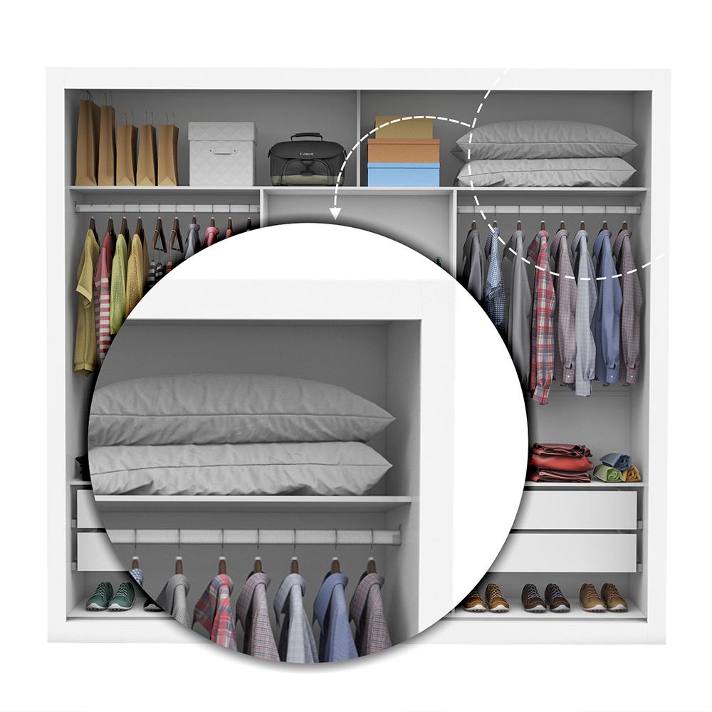 Guarda Roupa Roupeiro Clarice 3 Portas de Correr 4 Gavetas Carioca Branco Cinamomo