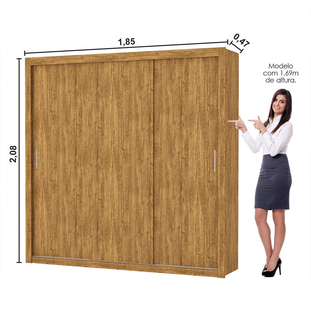 Guarda Roupa Roupeiro Clarice 3 Portas de Correr 4 Gavetas Carioca Cinamomo