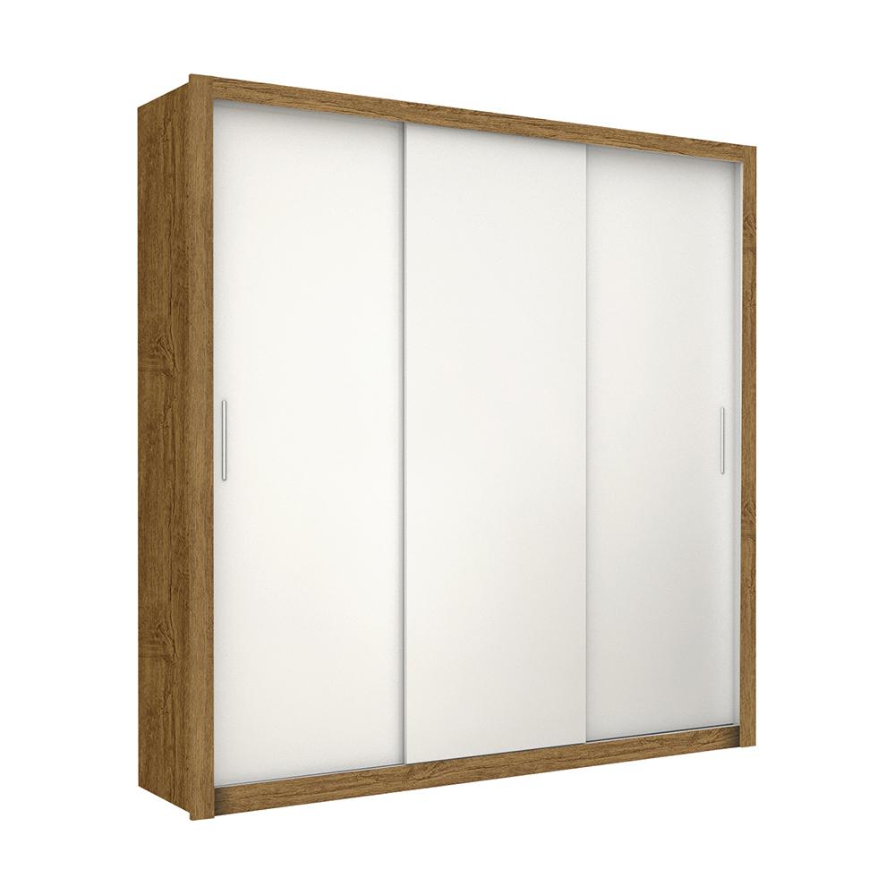 Guarda Roupa Roupeiro Clarice 3 Portas de Correr 4 Gavetas Carioca Cinamomo Branco