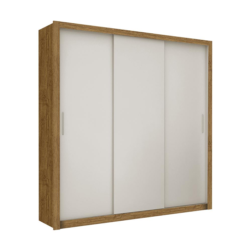 Guarda Roupa Roupeiro Clarice 3 Portas de Correr 4 Gavetas Carioca Cinamomo Off White
