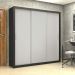 Guarda Roupa Roupeiro Clarice 3 Portas de Correr 4 Gavetas Carioca Preto Off White