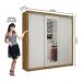 Guarda Roupa Roupeiro Clarice 3 Portas de Correr com Espelho Central 4 Gavetas Carioca Cinamomo Off White