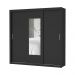 Guarda Roupa Roupeiro Clarice 3 Portas de Correr com Espelho Central 4 Gavetas Carioca Preto